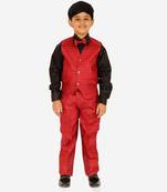 Red 3 Piece Baba Suit Set Cotton For boys // Western Wear