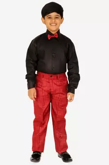 Red 3 Piece Baba Suit Set Cotton For boys // Western Wear