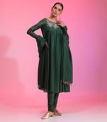 Sequin And Zardozi Green Kalidar Set