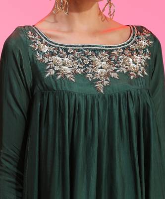 Sequin And Zardozi Green Kalidar Set 5