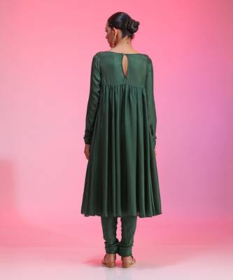 Sequin And Zardozi Green Kalidar Set 7