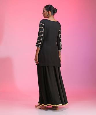 Sequin And Beaded Black Sharara Set 6