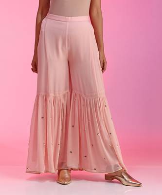 Sequin And Beadwork Ivory And Pink Sharara Set 5