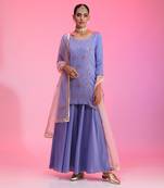 Zari And Sequin Lavender Sharara Set