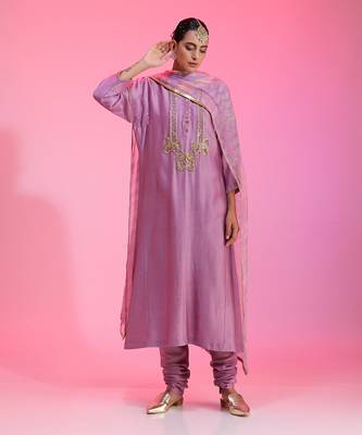 Zardozi Neck Mauve Kalidar Set 2