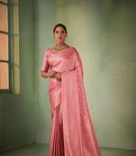 Classic Traditional Faux Kanjivaram Silk Pink Colour Saree