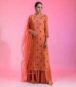 Resham Work Rust Kurta Set