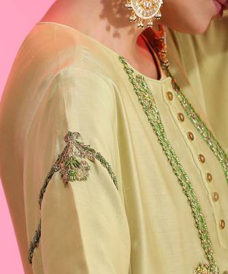 Zardozi Neck Green Kalidar Set 5