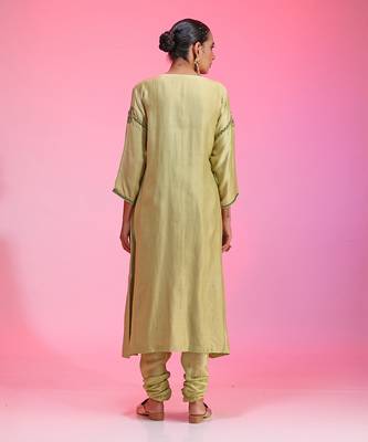 Zardozi Neck Green Kalidar Set 7