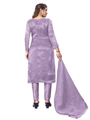 Beautiful Organza Fabric Purple Colour Thread And Sequance Embroidery Work Salwaar Suit 2