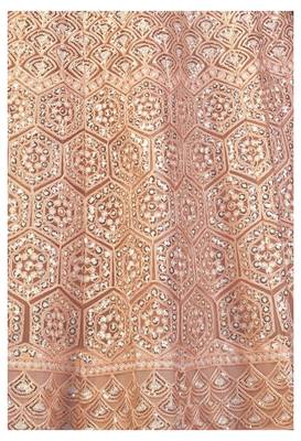 Peach sequins net semi stitched lehenga 4