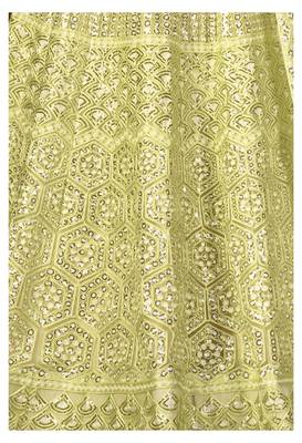 Green sequins net semi stitched lehenga 4