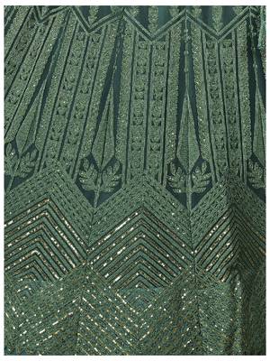 Green sequins net semi stitched lehenga 4