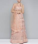 Peach Net Lehenga Choli with Sequins Work