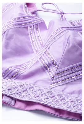 Lavender sequins net semi stitched lehenga 4