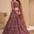 Blast-Off Bronze Brown Coding Embroidered 2-Layer With Net And Silk Satin Semi Stitched Lehenga