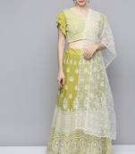 Mustard sequins chiffon semi stitched lehenga