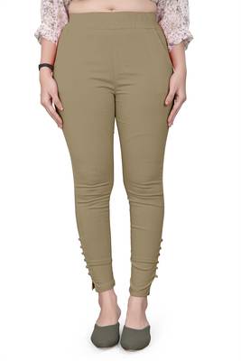 Cream plain cotton trousers 1