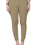 Cream plain cotton trousers