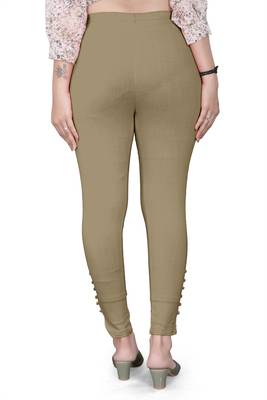 Cream plain cotton trousers 3
