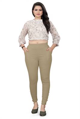 Cream plain cotton trousers 4
