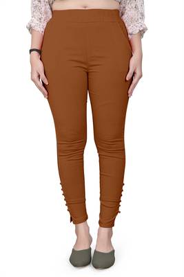 Brown plain cotton trousers 1