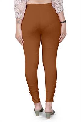 Brown plain cotton trousers 3