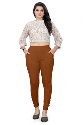 Brown plain cotton trousers 4