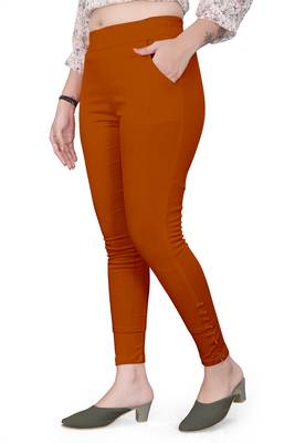 Brown plain cotton trousers 2