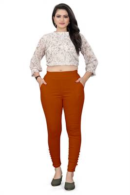 Brown plain cotton trousers 4