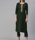 Green Sequence and Coding Embroidered Crepe Kurta Pant Set