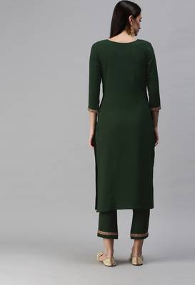 Green Sequence and Coding Embroidered Crepe Kurta Pant Set 2