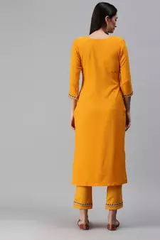 Yellow Sequence and Coding Embroidered Crepe Kurta Pant Set