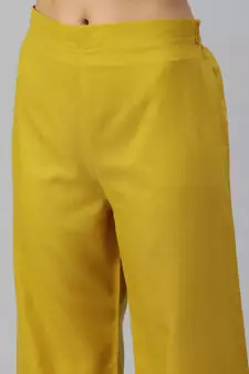 Mustard  Zari Embroidery with Sequence Ruby Cotton Kurta Pant With Dupatta