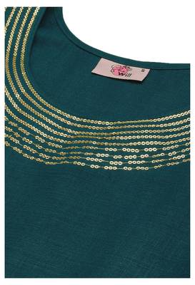 Teal Sequence Work Ruby Cotton Kurta Pant With Dupatta 4