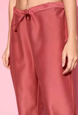 Peach Zari Sequence Embroidered Cotton Blend Straight Kurta Pant with Dupatta 4