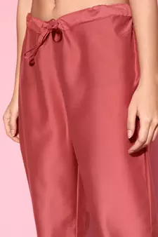 Peach Zari Sequence Embroidered Cotton Blend Straight Kurta Pant with Dupatta