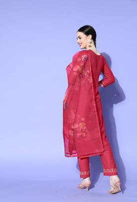 Raani Sequence Zari Embroidered Nylon Viscose Kurta Pant with Dupatta 2
