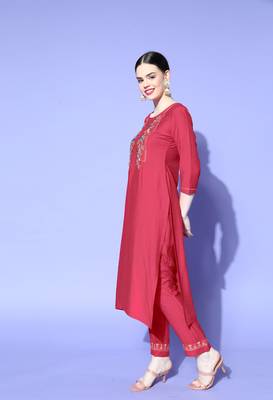 Raani Sequence Zari Embroidered Nylon Viscose Kurta Pant with Dupatta 3