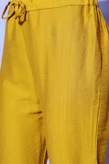 Mustard Sequence Zari Embroidered Nylon Viscose Kurta Pant with Dupatta