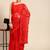 Red plain net saree with blouse
