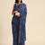 Dark blue plain chiffon saree with blouse