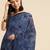 Dark blue plain chiffon saree with blouse