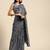 Grey plain chiffon saree with blouse