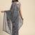 Grey plain chiffon saree with blouse