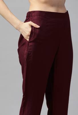 Maroon Sequence Zari Gota work Viscose Rayon Kurta Pant with Printed Dupatta 4