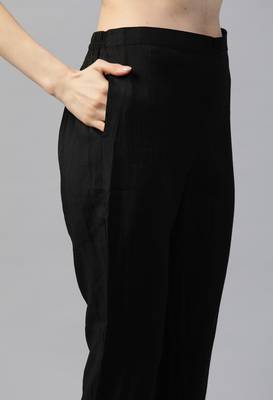 Black Sequence Embroidered Cotton Blend Straight Kurta Pant with Dupatta 4