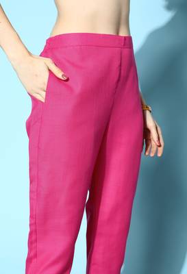 Pink Sequence Zari Gota Embroidered Cotton Blend Kurta Pant Set 4
