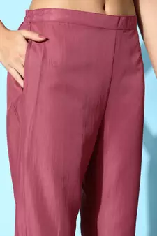 Peach Zari Sequence Embroidered Chinon Silk Kurta and Cut Work Pant with Dupatta