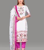 White and Pink Digital Printed Kurtis and Pents and Dupatta With Fully Stiched.
